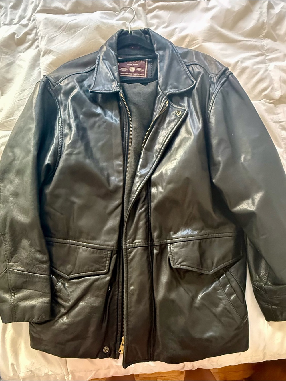 Andrew Marc Men’s Brown Military-Style Leather Field Jacket